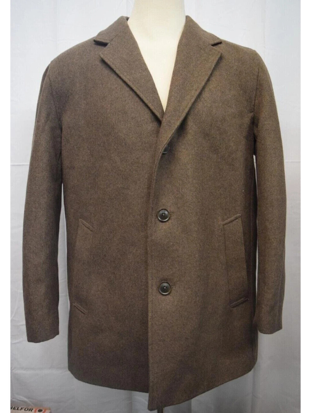 Michael Kors Men's US Size XL Brown Wool Blend Overcoat